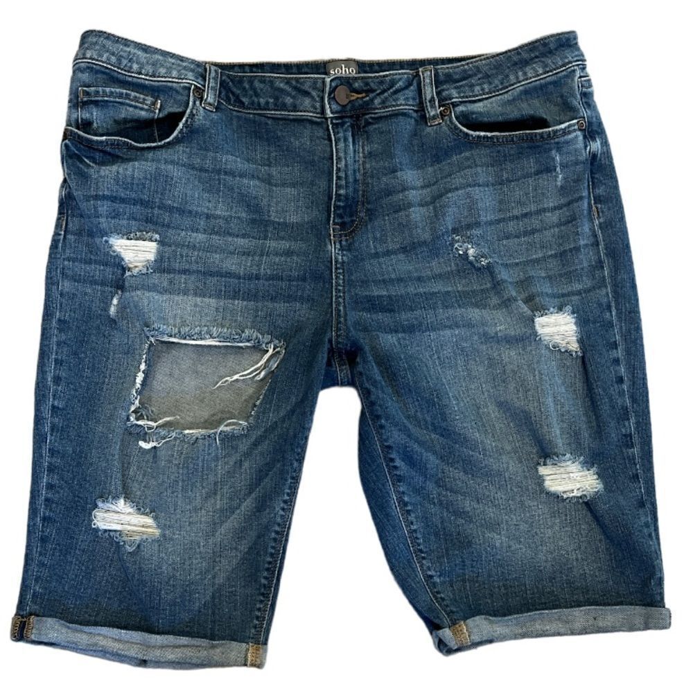 Women’s Soho New York jeans Plus size 20 denim distressed ripped Bermuda shorts